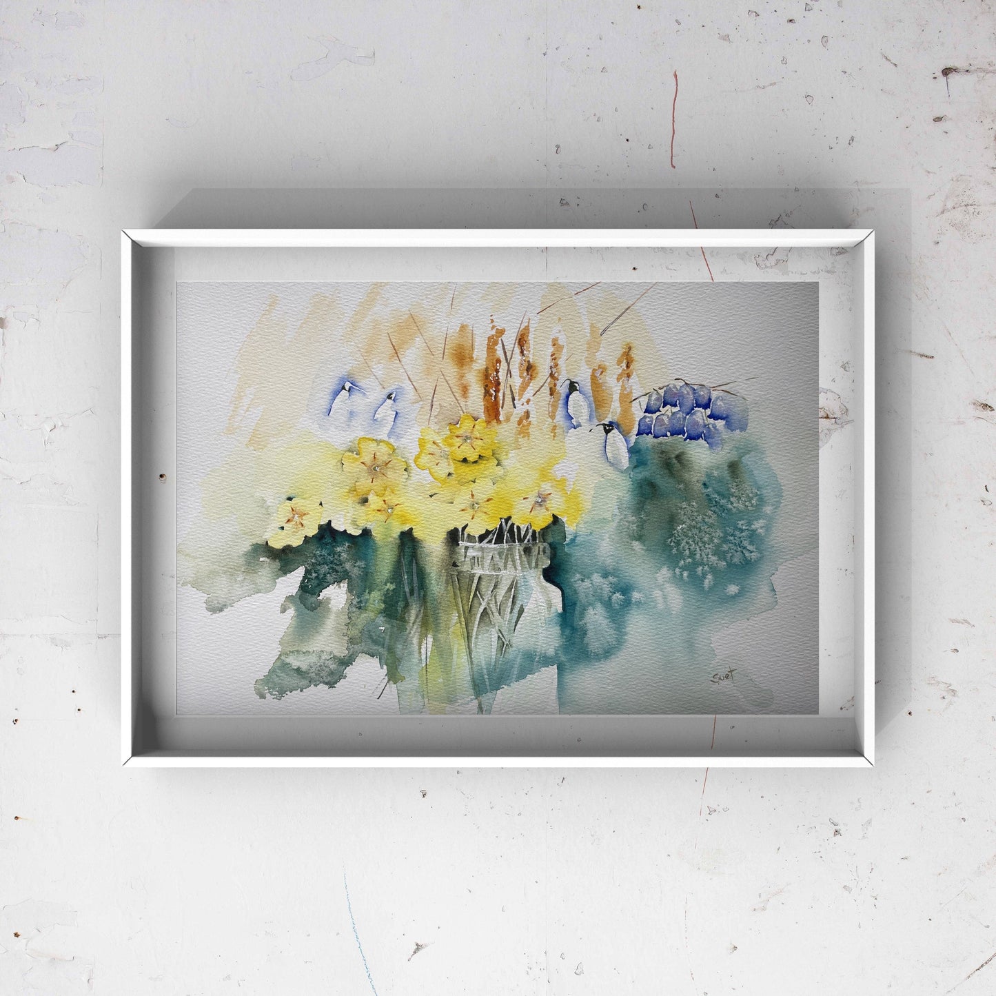 Original Primrose composition  Watercolour artwork